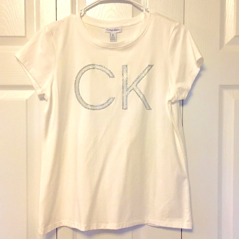 Calvin Klein white T-shirt with silver logo